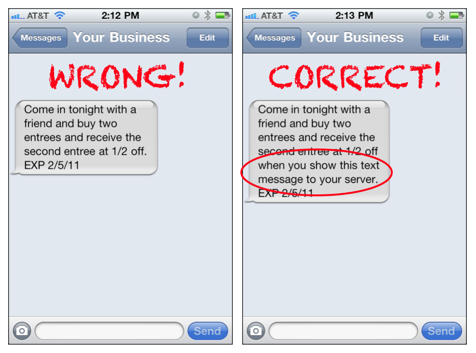 Learn the difference between good and bad text message advertising copy