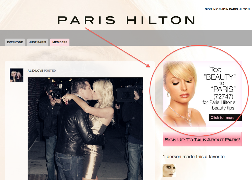 Paris Hilton's beauty tips mobile campaign 