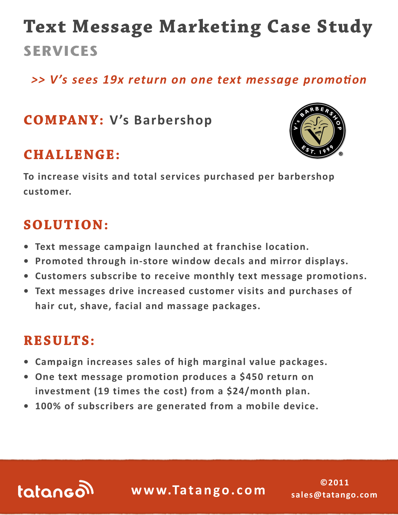 Learn how V's Barbershop used mobile marketing to increase revenue