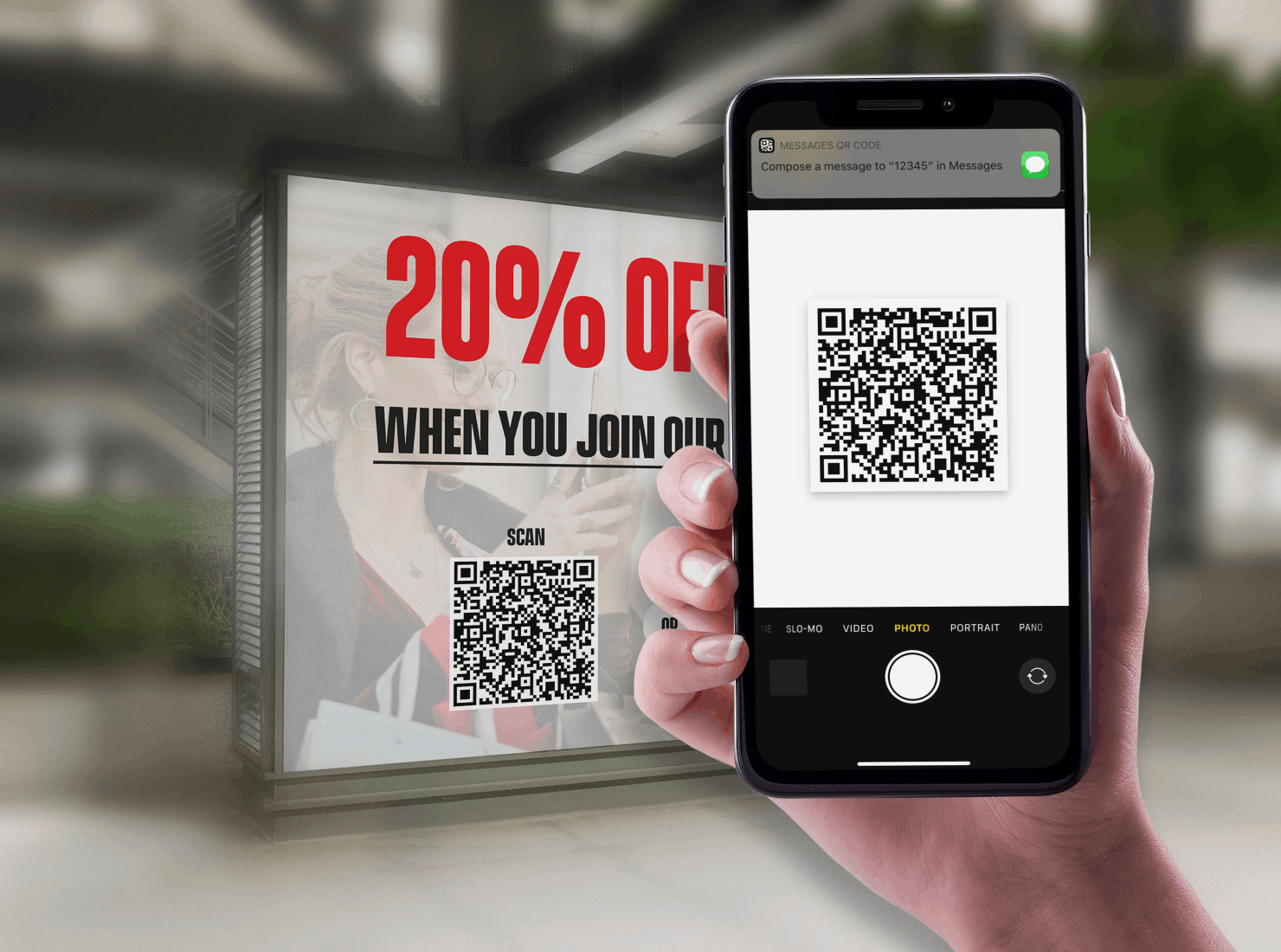 SMS Marketing with QR Codes - Step 2 Scan QR Code on Mobile Phone