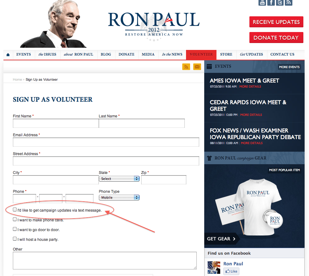 Political SMS Campaign Fail - Ron Paul