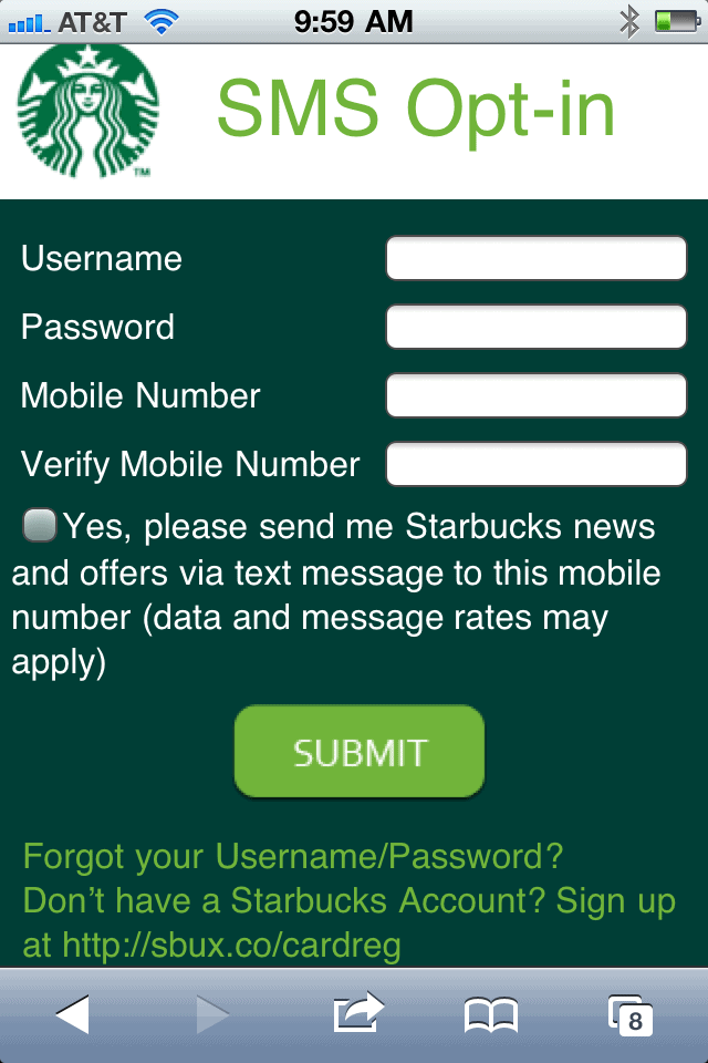 Starbucks Text Messaging Campaign