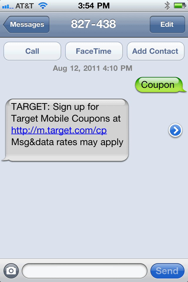 Target Text Message Coupons