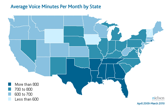 Average Voice Minutes Per Month by State