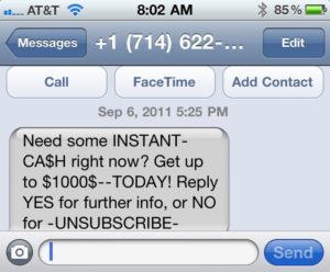 text message marketing spam