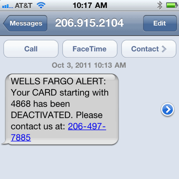 Wells Fargo Text Message Scam Tatango