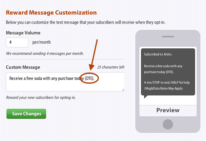SMS Marketing Reward Message