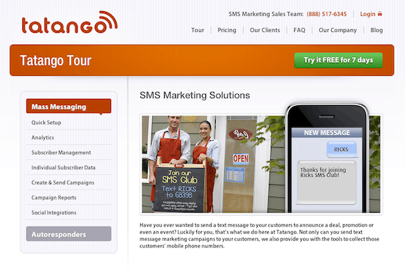 Tatango SMS Marketing Tour Page