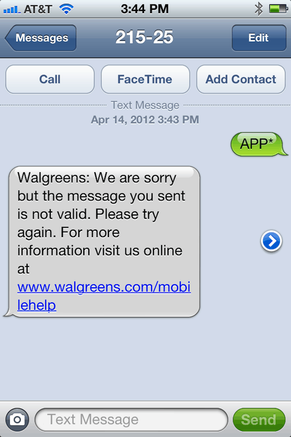 Wallgreens Text Message