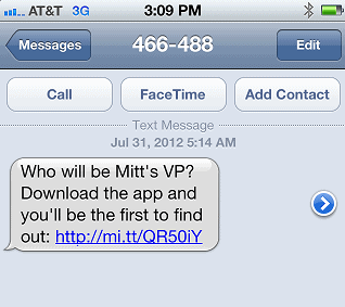 Mitt Romney's Text Message