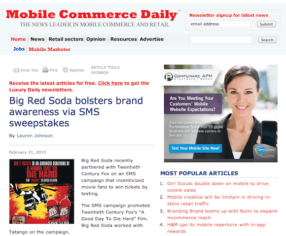 Mobile Commerce Daily - SMS Contest