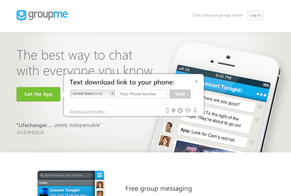 Groupme Mobile App Landing Page