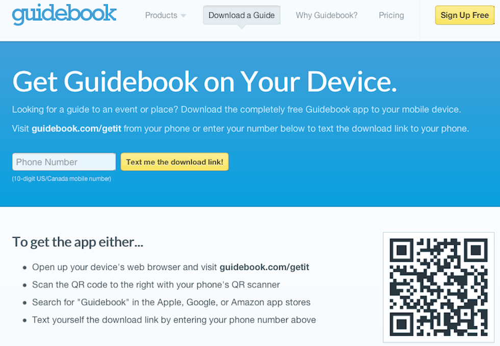 Guidebook Mobile App Landing Page