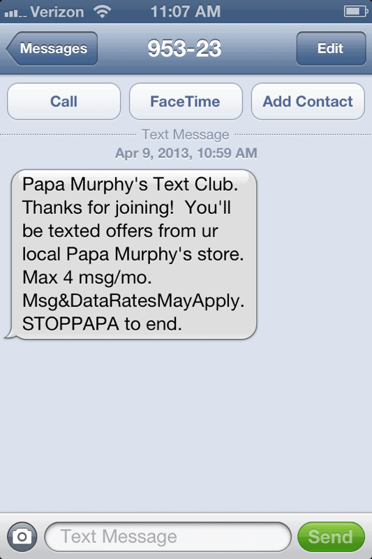Papa Murhpy's Text Message Campaign