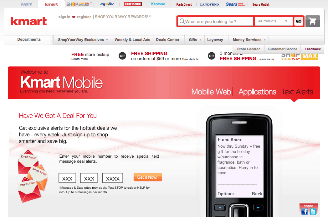KMart Text Message Alerts
