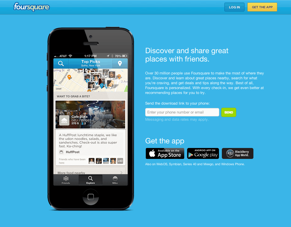 Foursquare Mobile App Download Page 