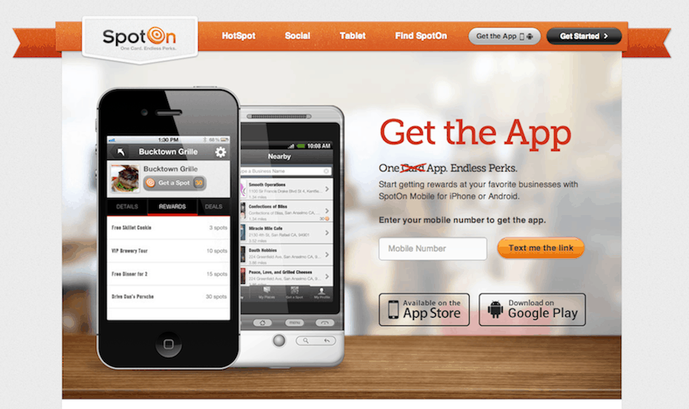 SpotOn Mobile App Landing Page