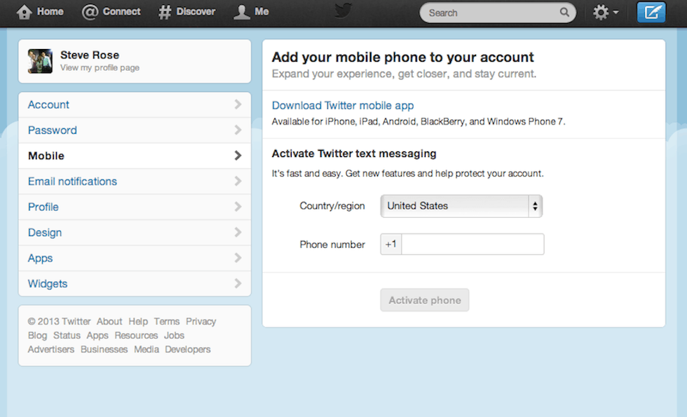 Twitter Mobile App Landing Page