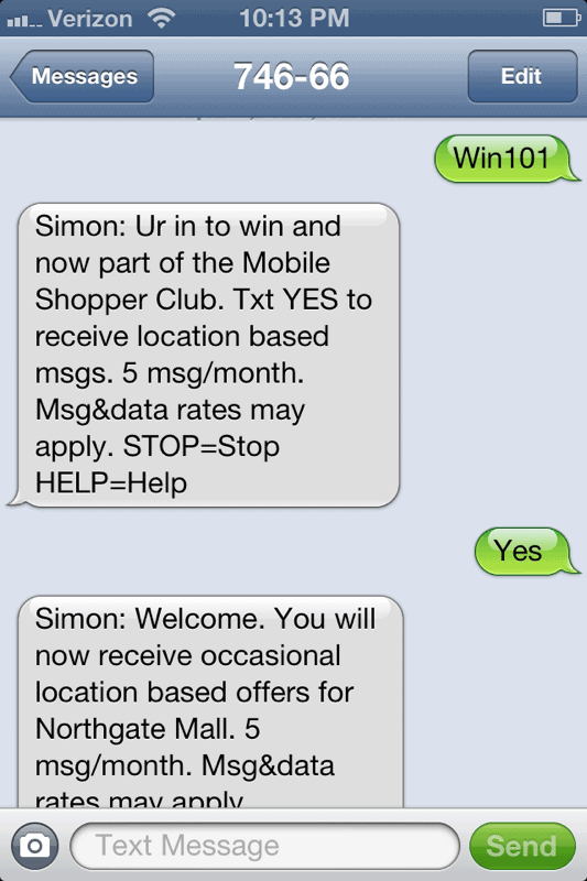 SMS Contest Example