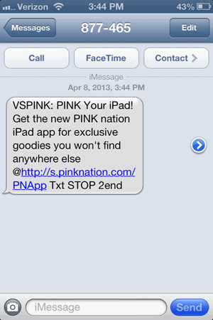 Victoria's Secret Text Message