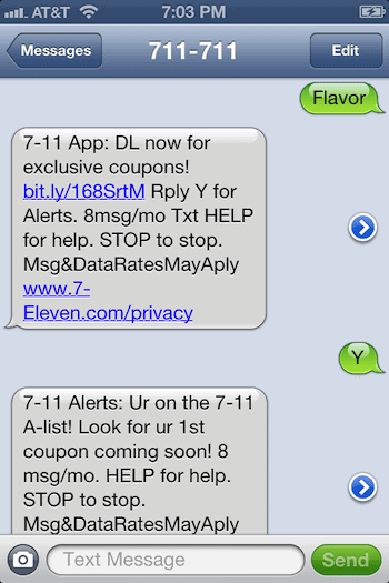 7-Eleven Text Message