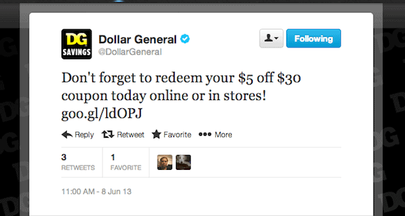 Dollar General Twitter Promotion