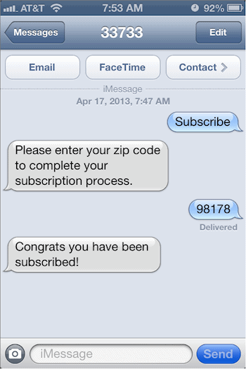 Double Opt-In SMS Message