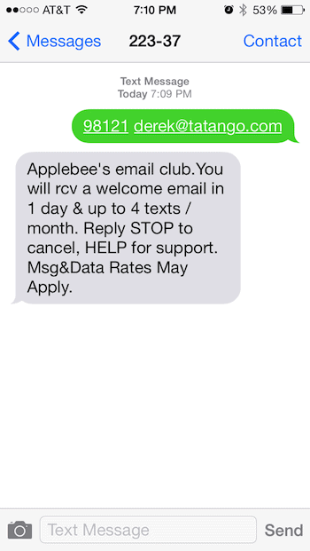 Applebee's Restaurant Text Message Marketing