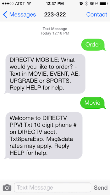 DIRECTV Text Message