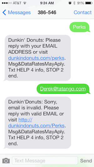 Dunkin' Donuts Text Message