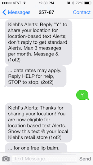 Kiehls Text Message 2