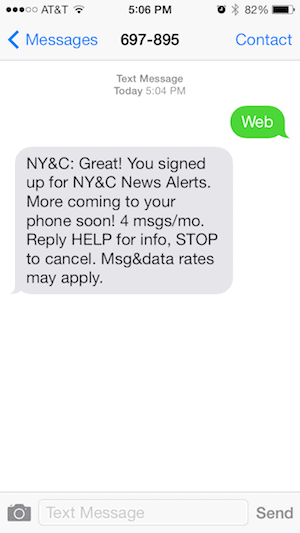 New York & Company Text Message