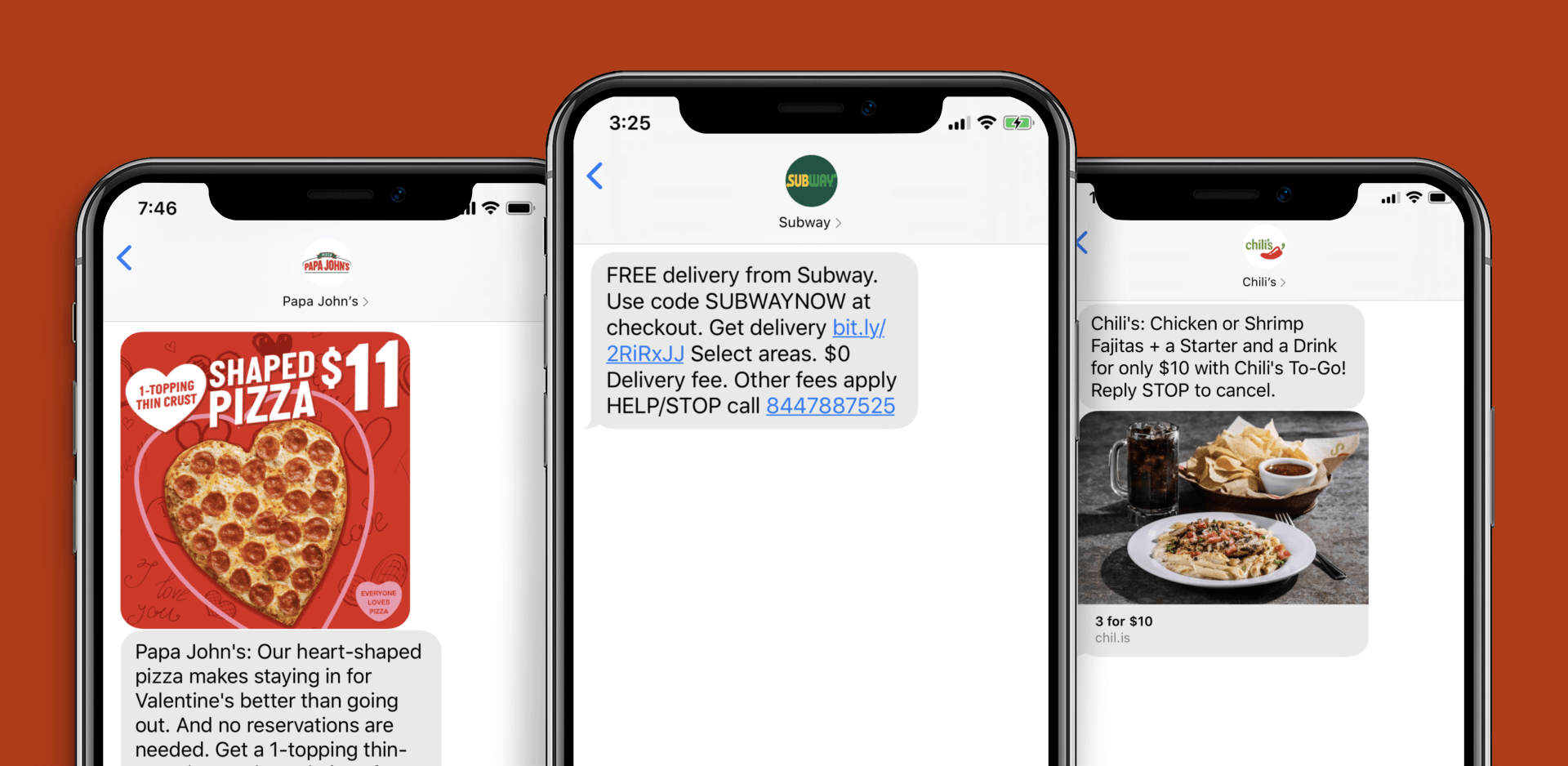 Top Restaurants Using SMS Marketing - Papa Johns - Subway - Chilis