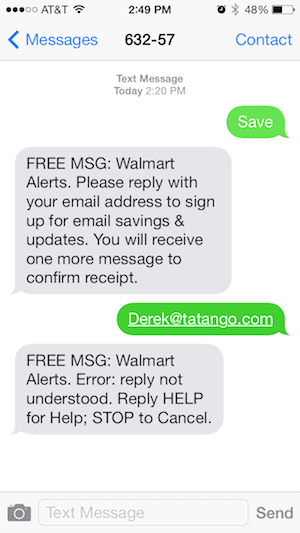 Walmart Text Message