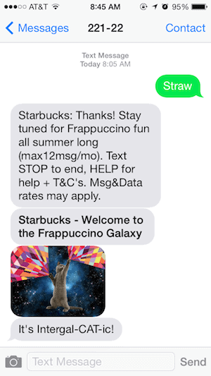 Starbucks MMS Marketing Message