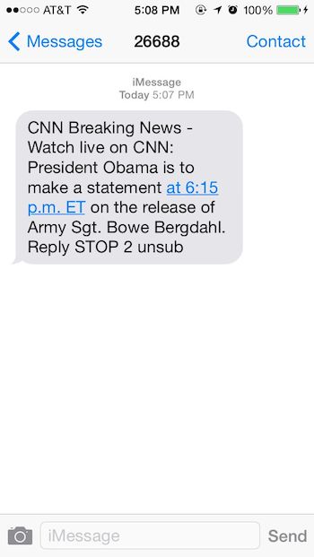 CNN Breaking News Text Message Alerts