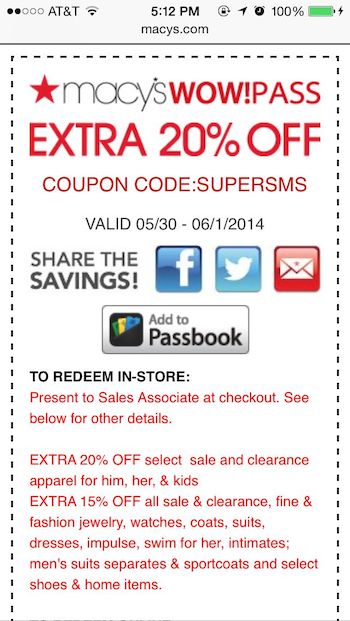 Macy's Mobile Coupon