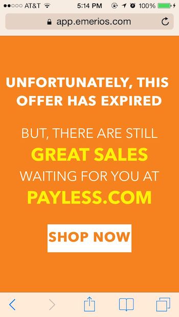 Payless Mobile Coupon Example