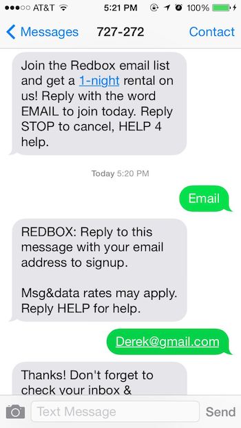 RedBox Text Message