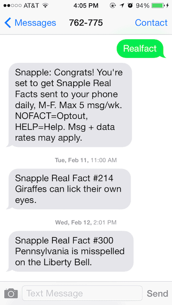 Snapple SMS Marketing