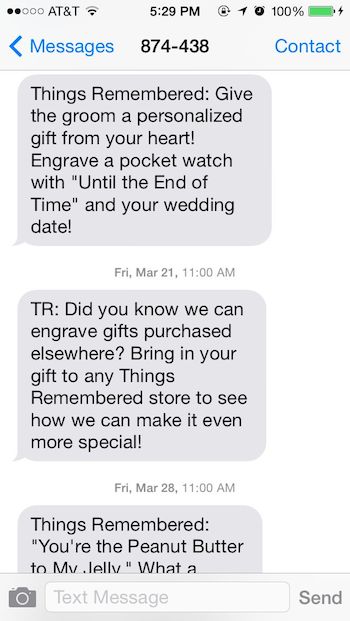 Things Remembered Text Message Marketing 2