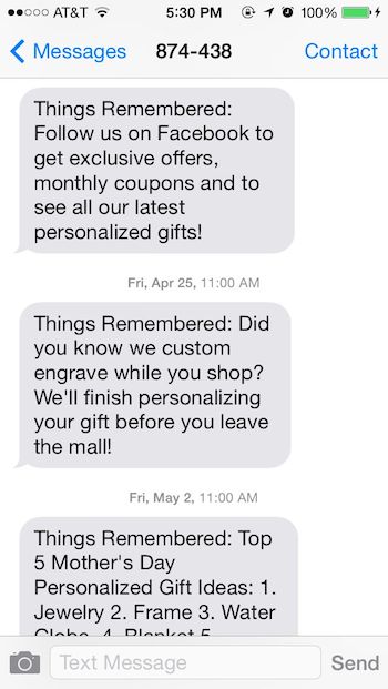 Things Remembered Text Message Marketing 4