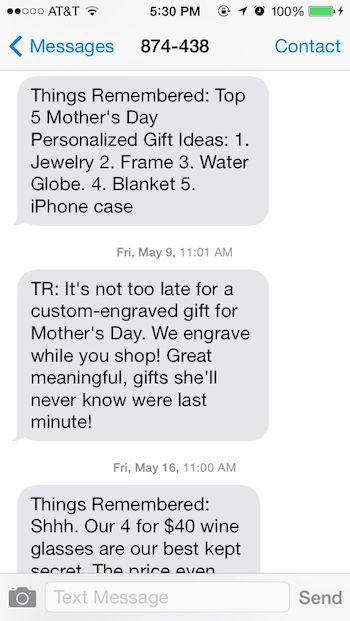Things Remembered Text Message Marketing 5