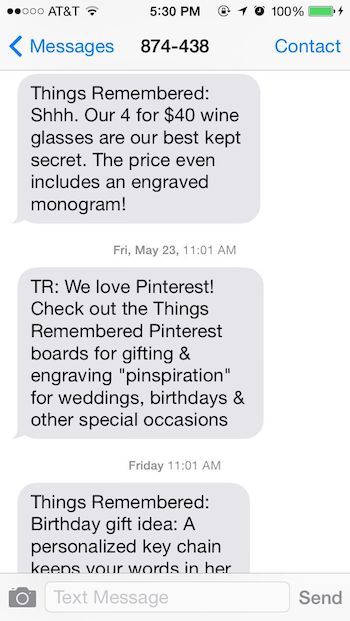 Things Remembered Text Message Marketing 6