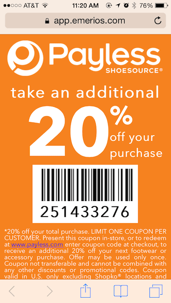 Payless Shoes SMS Coupon