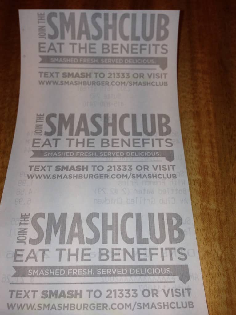 SMS Advertising Ideas - Smashclub Receipt