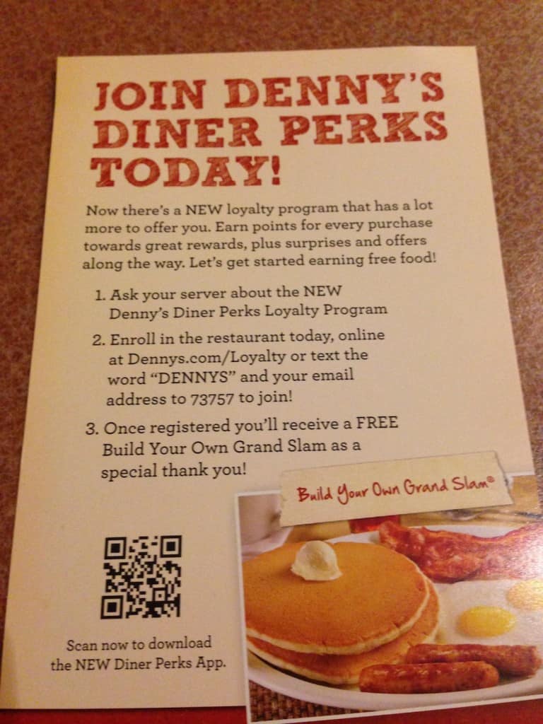 Dennys text-to-join email marketing