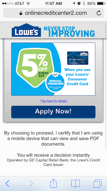 Lowe's Mobile Coupon