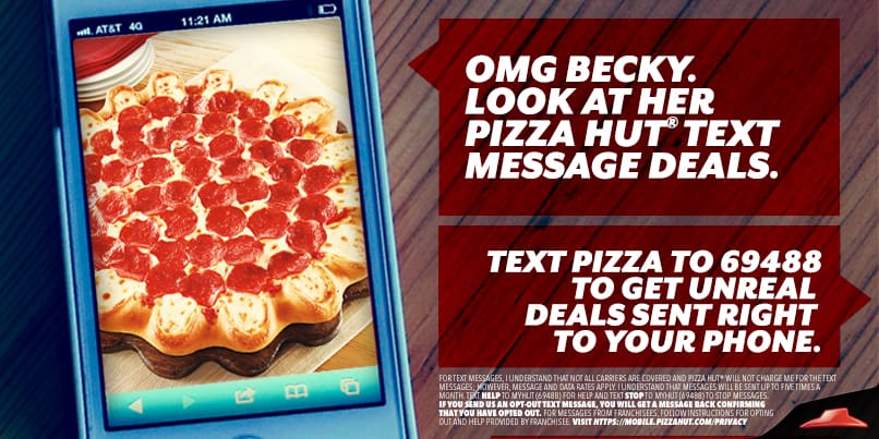 Pizza Hut Restaurant Text Messaging Loyalty Program Advertising