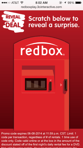 Redbox Mobile Coupon Example 1